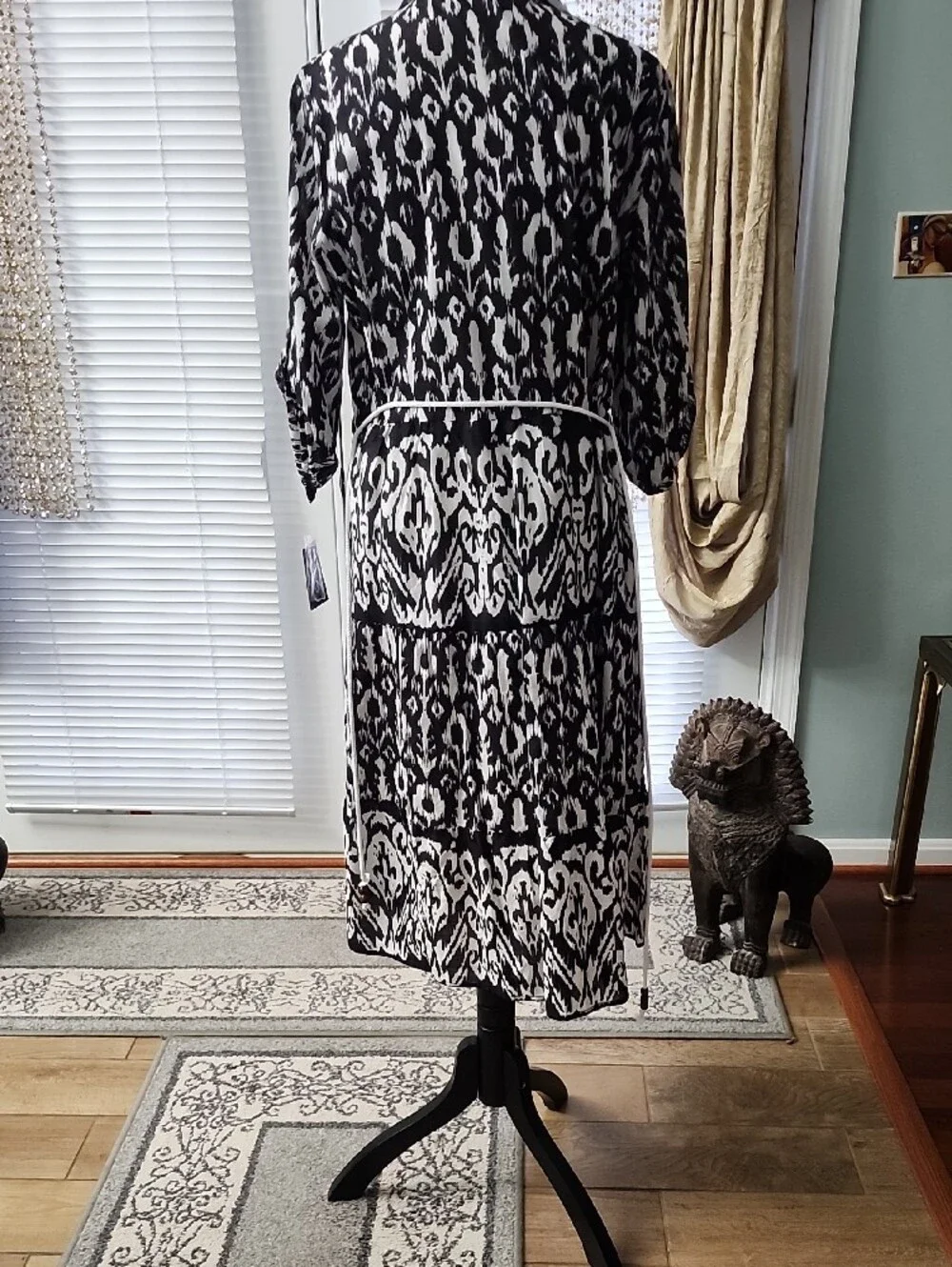 Mlle Gabrielle Black and White Ikat Shirt Dress